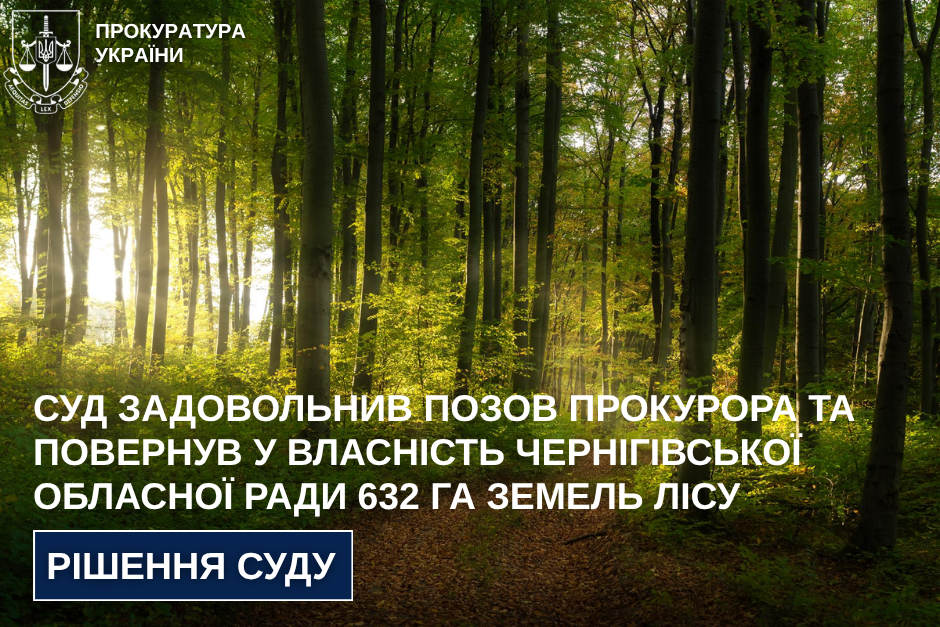 Суд задовольнив позов прокурора та повернув у власність Чернігівської обласної ради 632 га земель лісу