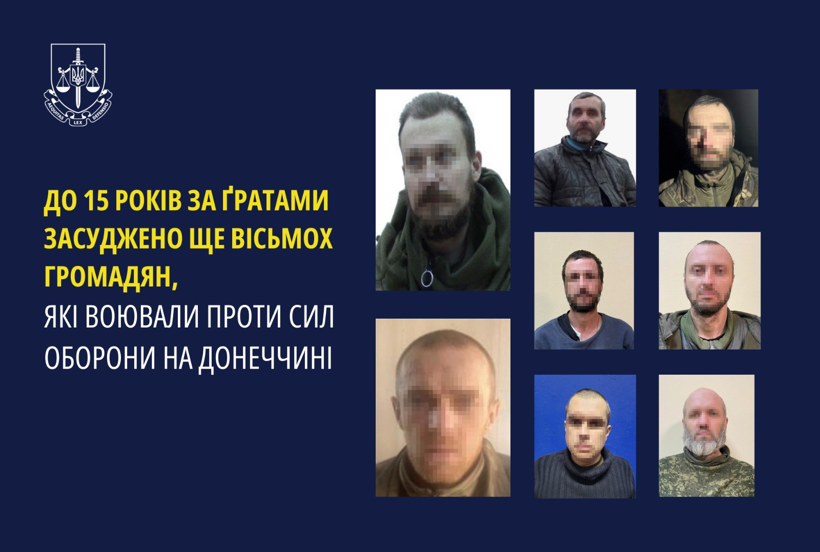 До 15 років за ґратами засуджено ще вісьмох громадян, які воювали проти Сил оборони на Донеччині