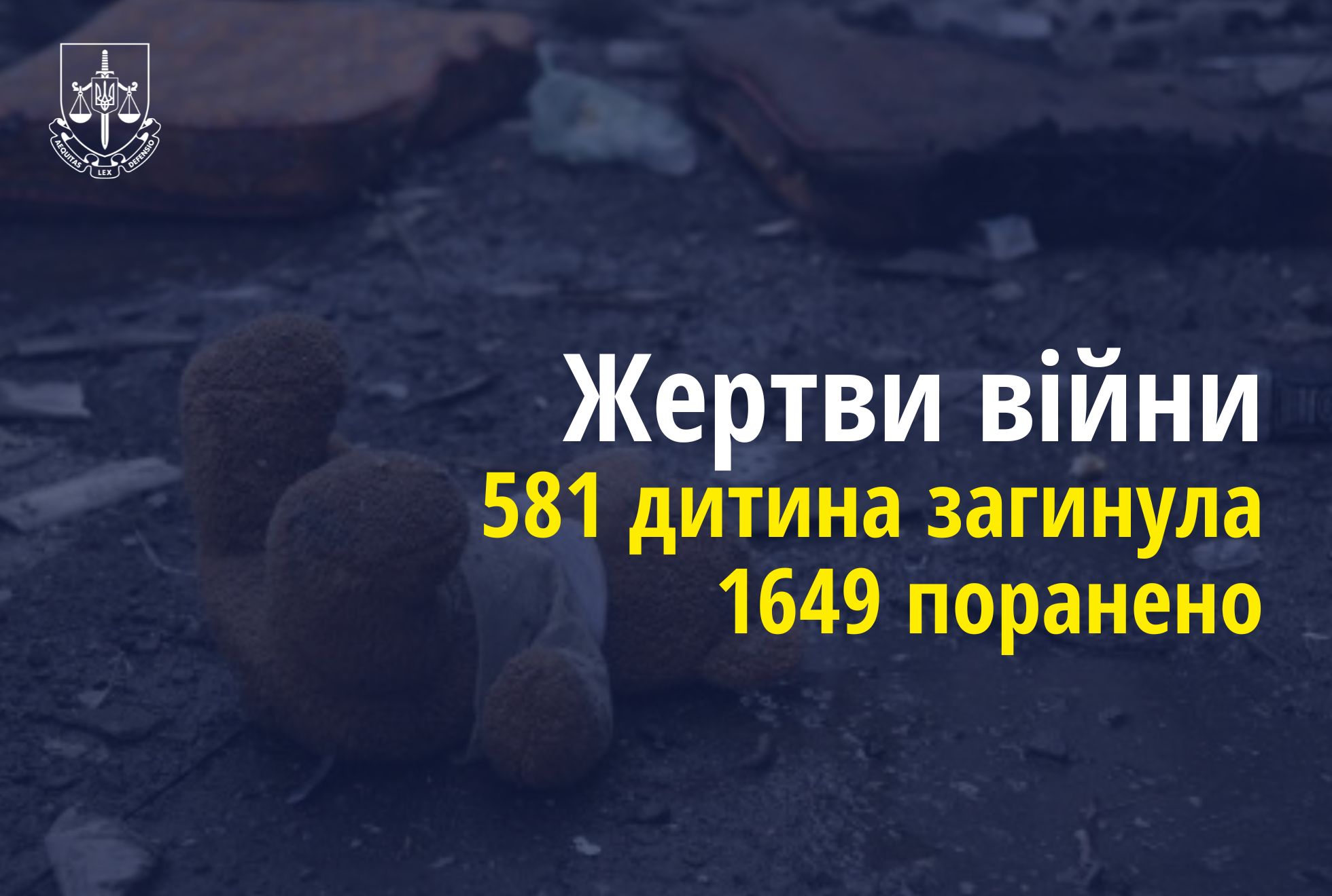 Ювенальні прокурори: 581 дитина загинула в Україні внаслідок збройної агресії рф